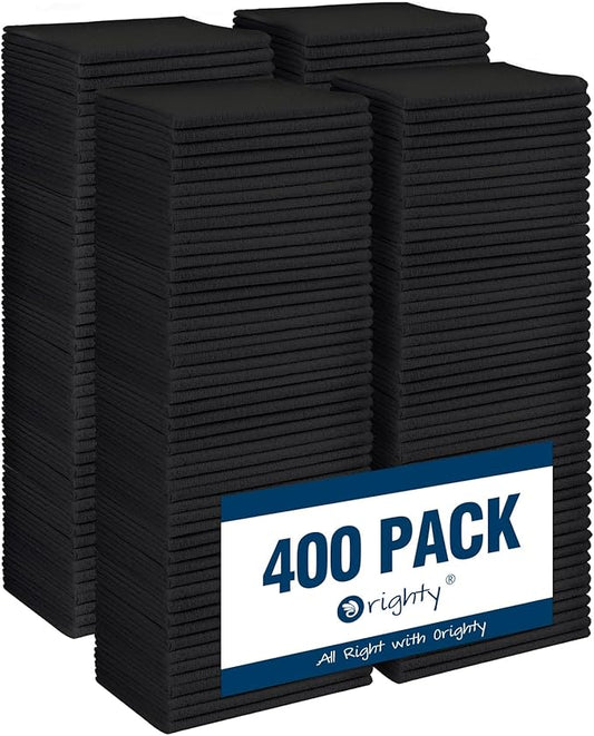 Orighty Microfiber Cleaning Cloth, 400 Pack Highly Absorbent Cleaning Rags, Household Cleaning Supplies, Reusable Microfiber Towels Lint Free Cloths for House, Kitchen, Car Care, 12x11 inch, Black