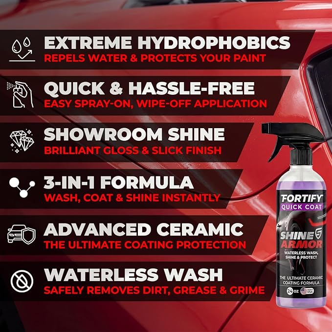 Ceramic Coating Spray - Clean, Glossy, Protected Paint in 15 Minutes Flat | 16 Fl Oz - Twice the coverage, same 15-minute job. Cleans, glosses and seals so dirt and rain slide off between washes.