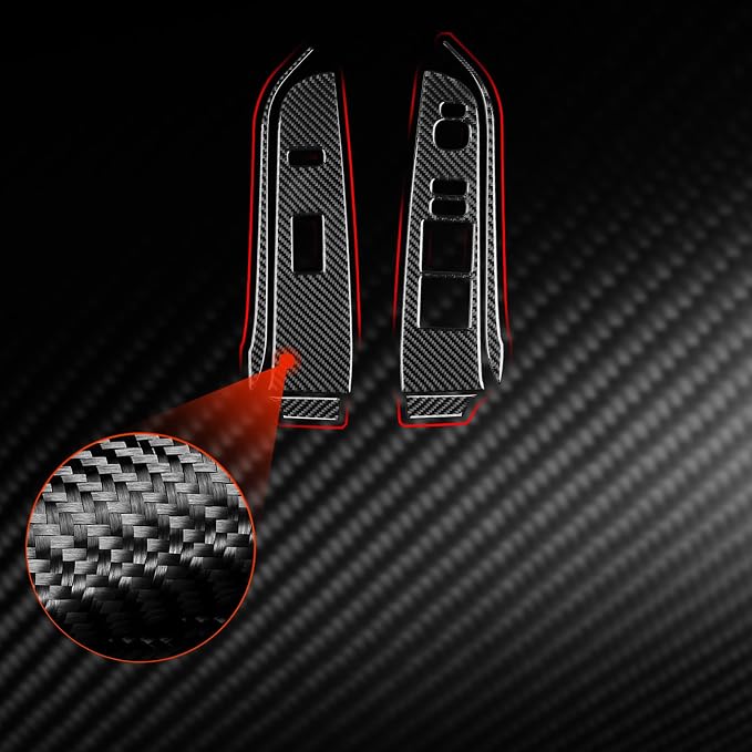 Real Carbon Fiber Trim for Toyota Camry Accessories | for 2012 2013 2014 Door Glass Lifting Control Panel Window Switch Panel Sticker Interior Thick Overlay Decal 6PCs