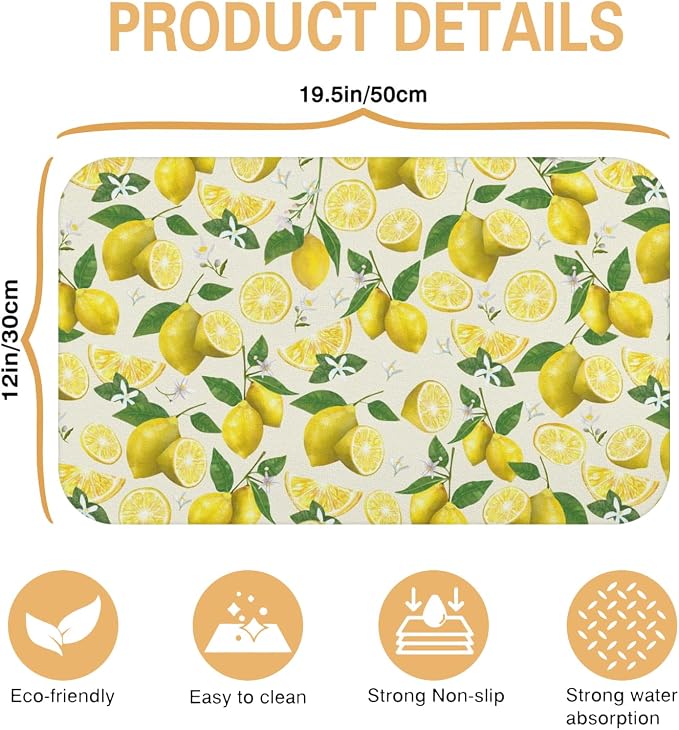 Kitchen Countertop Dish Drying Mat,Super Absorbent Coffee Bar Mat for Maker Espresso Machine, Anti-Slip Accessories for Kitchen Countertops 19x12 Inch