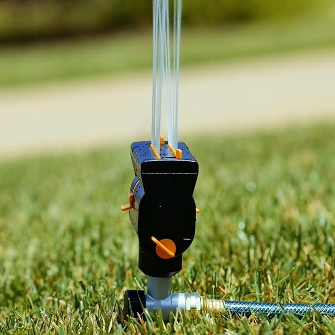 Melnor MiniMax Spike Sprinkler, 4000 Sq Ft: 360°, Flow, Width, Range Adjust