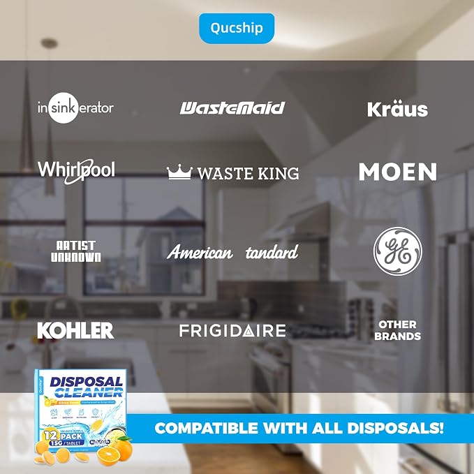 Garbage Disposal Cleaner Tablets, 12 Count, 6 Month Supply | Foaming Action, Food Residue and Buildup Cleaning, Hard-To-Reach Areas, Easy Drop-In Tablets, Reduce Disposal Odors