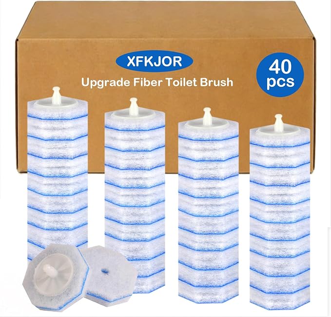 40 Count Toilet Bowl Wand Refill for Clorox - Upgrade Fiber Toilet Bowl Brush Compatible with Clorox Toilet Brush, Toilet Scrubber Refill with 5X Cleaning Power, No Falling Apart | Fresh Fragrance