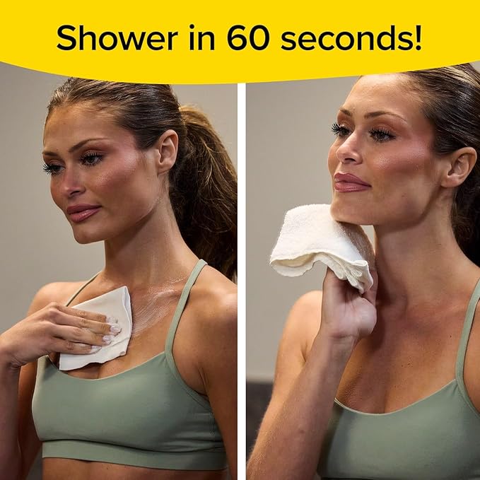 Skunky XL 82% Larger Disposable Rinse-Free Bathing Sponge Wipes, AS-SEEN-ON-TV, Cleans Without a Shower, Just Add Water, Lather, Scrub & Dry With No Sticky Residue, Gym, Elder Care, Kids & More