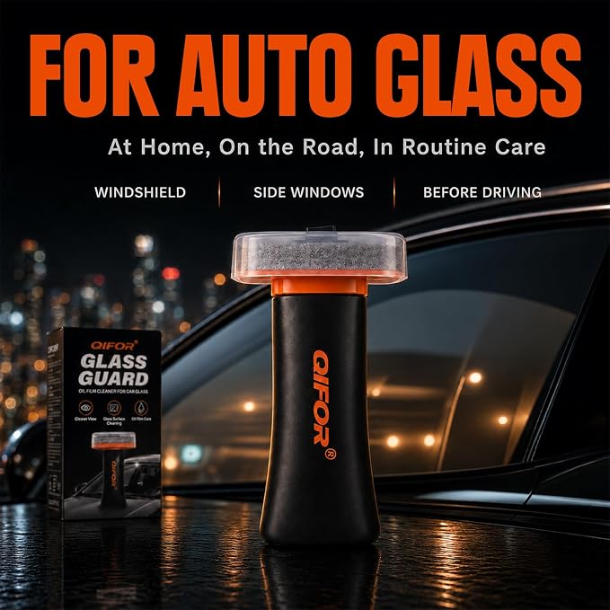 QIFOR Oil Film Remover for Car Windshields and Windows | Automotive Glass Cleaner for Oil Residue & Road Grime, Improves Visibility & Safe Driving (1 PCS)