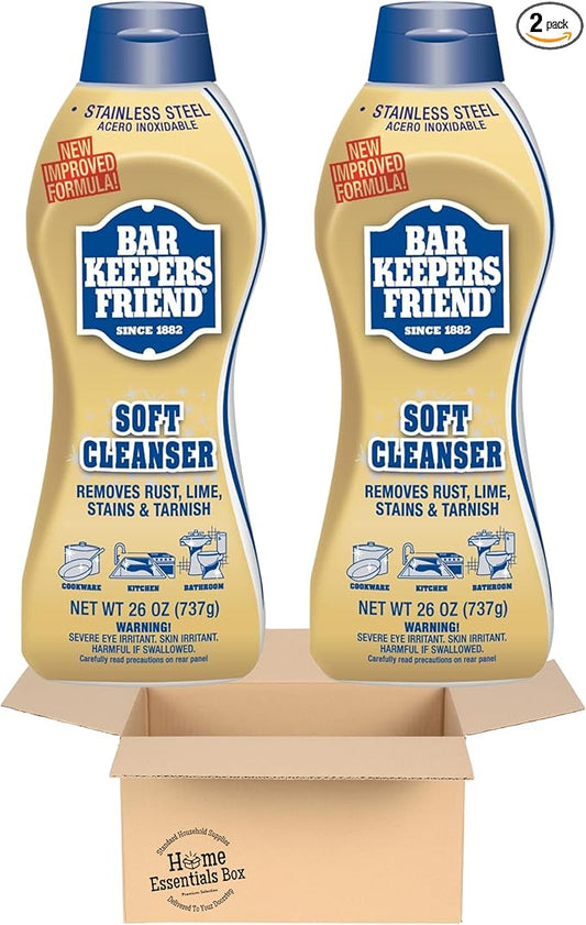 Bar Keeper Friend Soft Cleanser Liquid (2 x 26 Ounce) Multipurpose Cleaner & Rust Stain Remover for Stainless Steel, Porcelain, Ceramic, Tile & More