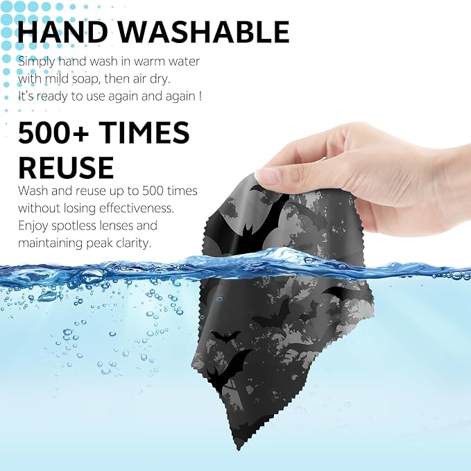 6 PCS Glasses Cleaning Cloth Eyeglass Lens Cleaning Cloth Eyeglasses Wipes Microfiber Reusable Soft for Phone Screens Camera Unisex Women Girls Cute Aesthetic (6.3"x6.3")-Black Sunflower