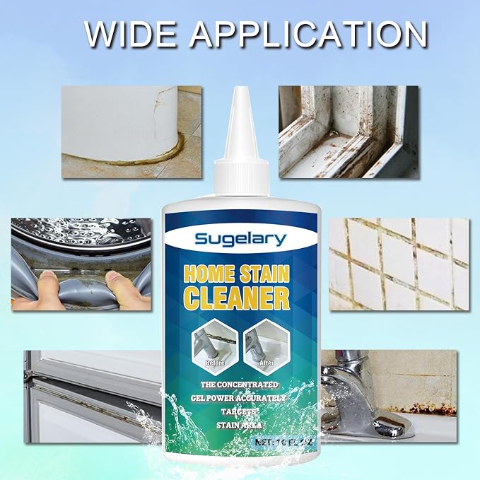 Sugelary Mold Stain Cleaner Gel, 10 fl oz Multi Home Stain Cleaning Gel for Washing Machine Seals, Fridge Gaskets, Tile Grout, Sink and Bathroom Use