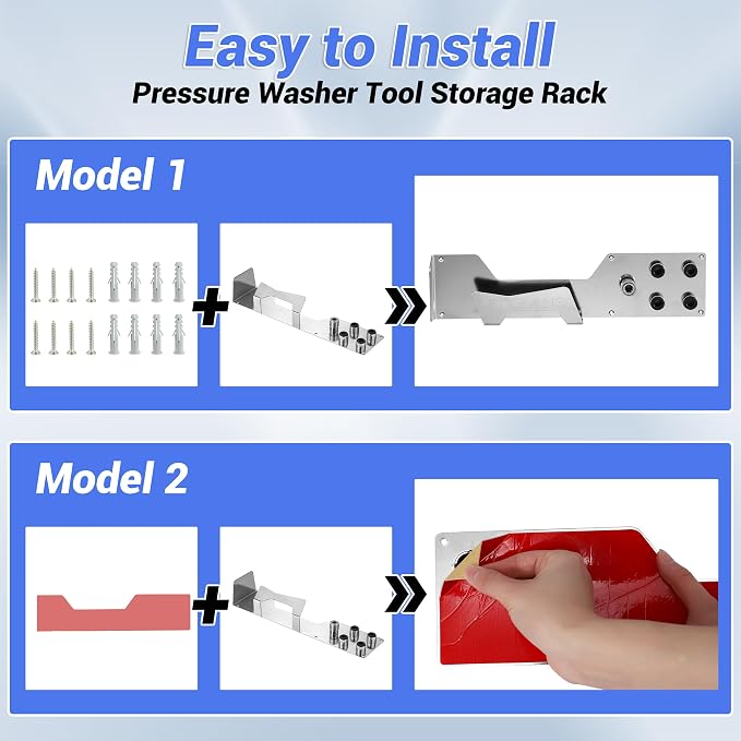 FIXFANS Pressure Washer Gun Holder, Wall Mounted Foam Cannon Tool Organizer | Power Washer Snow Foam Lance Tool Organizer, Nozzle Tips and Car Wash Accessories Kit Storage Rack, 1/4" Quick Connect