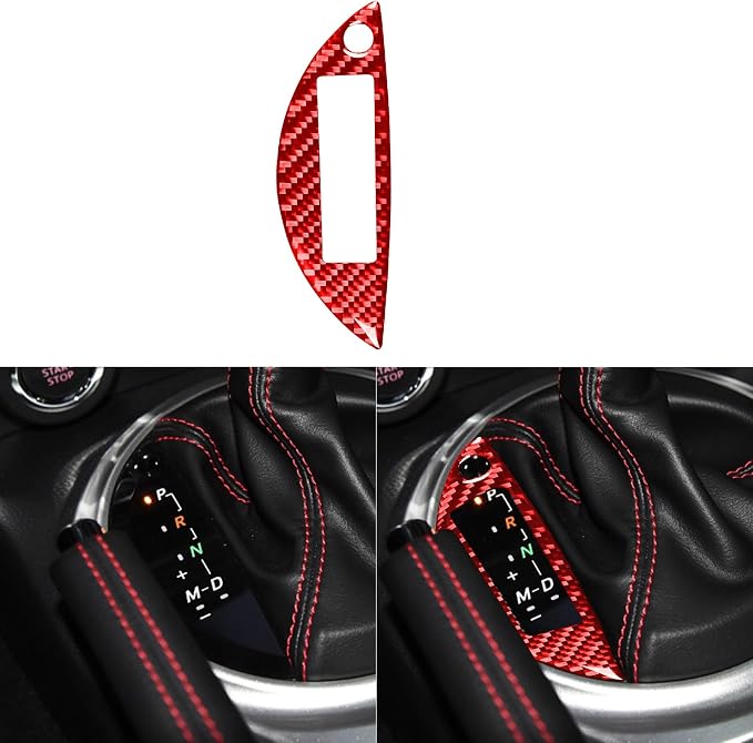 Red Gear Shift Box Panel Trim Stickers Compatible with Subaru BRZ/Scion FR-S/Toyota 86 2016 2017 2018 2019 2020 Car Interior Real Carbon Fiber Decals Accessories