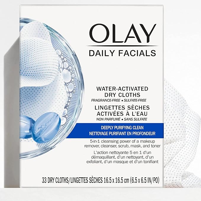 Olay Daily Deeply Clean 2-in-1 Water Activated Cleansing Face Cloths 33ct (Pack of 4)