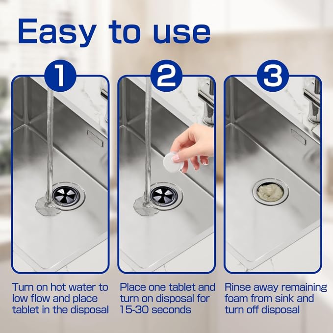 CLEARALIF Household Garbage Disposal Cleaners, 12 Tablets, Fresh Lemon Scent, Compatible With All Disposals