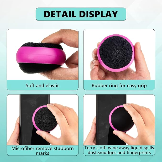 Suclain 4 Pack Screen Cleaner Balls Car Phone Screen Cleaning Cleaner Ball Microfiber Touch Cleaning Ball for Easter Computer Laptop Phone Monitor(Black, Blue, Rose Red, Purple)
