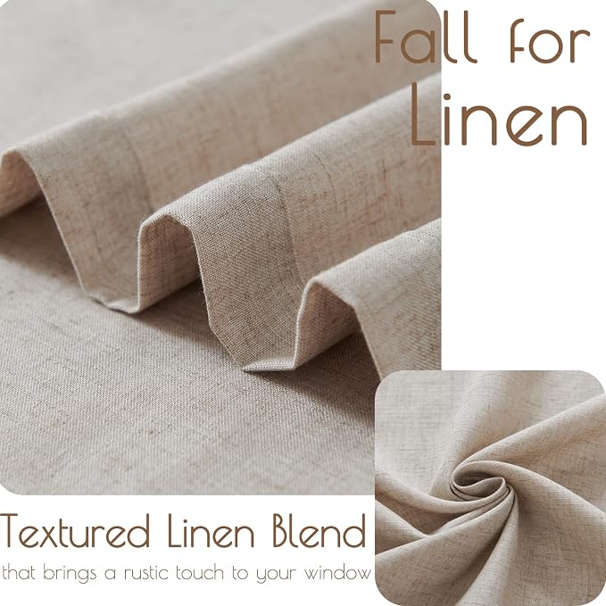 jinchan Lien Tier Curtains and Valances, 26x24, 3 Panels, Crude | Light filtering, rod pocket, cafe curtains, farmhouse, machine washable, small window decor, kitchen, laundry room, RV