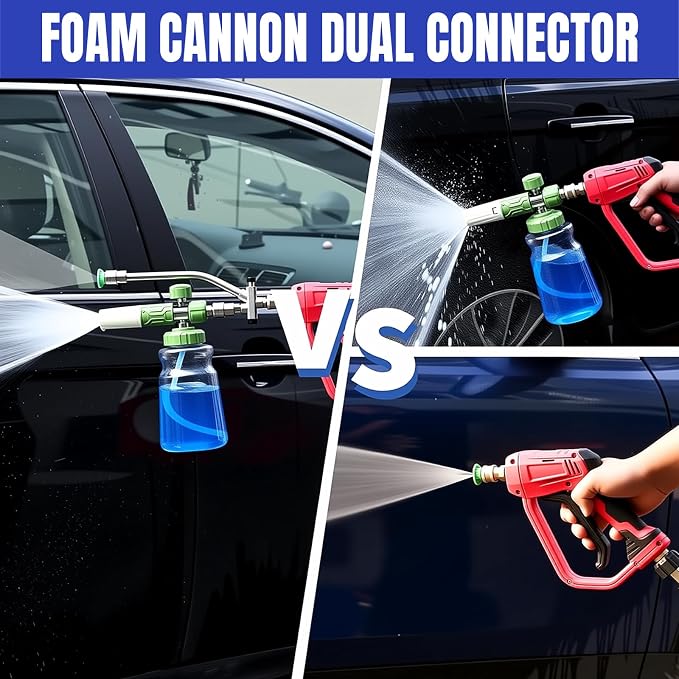 Foam Cannon Dual Connector Accessory, Pressure Washer Double Tip Attachment for Soap Cannon, 7 Pressure Washer Sprayer Nozzles, 1/4" Quick Connect, 4200 PSI