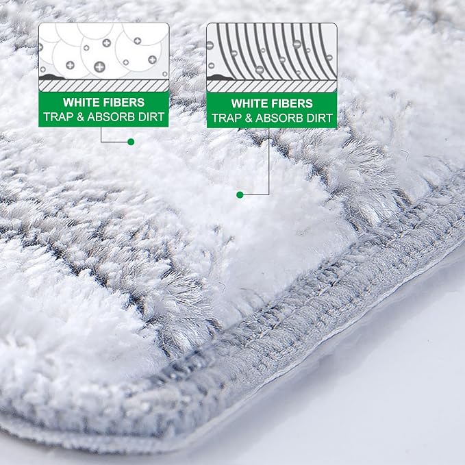 Flat Mop Pads, 5 Pack 13"X4.9" Microfiber Mop Replacement Pads Head | White and Grey Stripe Pads for Wet & Dry Cleaning, Compatible with Microfiber Flat Mop Heads, Machine Washable, Scratch-Free