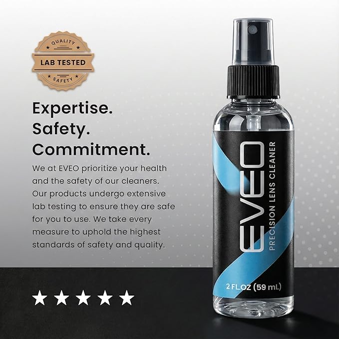 EVEO Eyeglass Cleaner Spray - No Streaks Technology with Microfiber Cleaning Cloth- Glasses Cleaning Kit - Glasses Cleaner Spray with Lens Cleaner Cloth - Screen & Eye Kit - 1 Pack