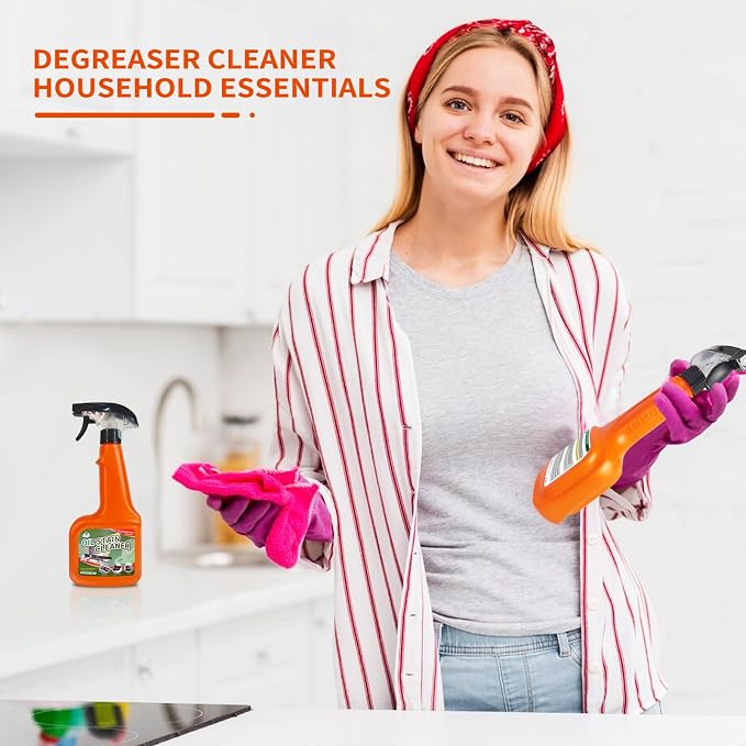 Heavy Duty Kitchen Degreaser Spray, Fast Acting Grease Remover for Stove, Oven & Range Hood, Cuts Tough Grease, for Outdoor Cooking and Grill Cleaner Degreasing (1PC)