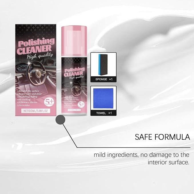 3Pcs Car Interior Cleaner,Polishing Cleaner Car Interior,All Purpose Interior Detail Spray, All Purpose Cleaner for Rubber, Leather