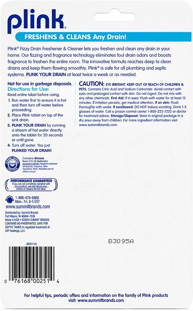 Plink Cleaning Kit Garbage Disposal Cleaner and Deodorizer 10 Capsules Fizzy Drain Freshener and Cleaner 6 Tablets Lemon Scent