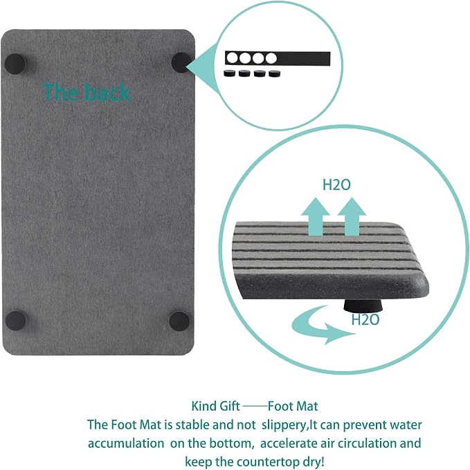 NiuYichee 2 PCS Water Absorbent diatomite Coasters, 9.5" x 5.5" Water Absorbing Stone Tray for Sink, Stone Drying mat for Kitchen Counter, Stone soap Tray Used for Hand Soaps & toiletries & Plants