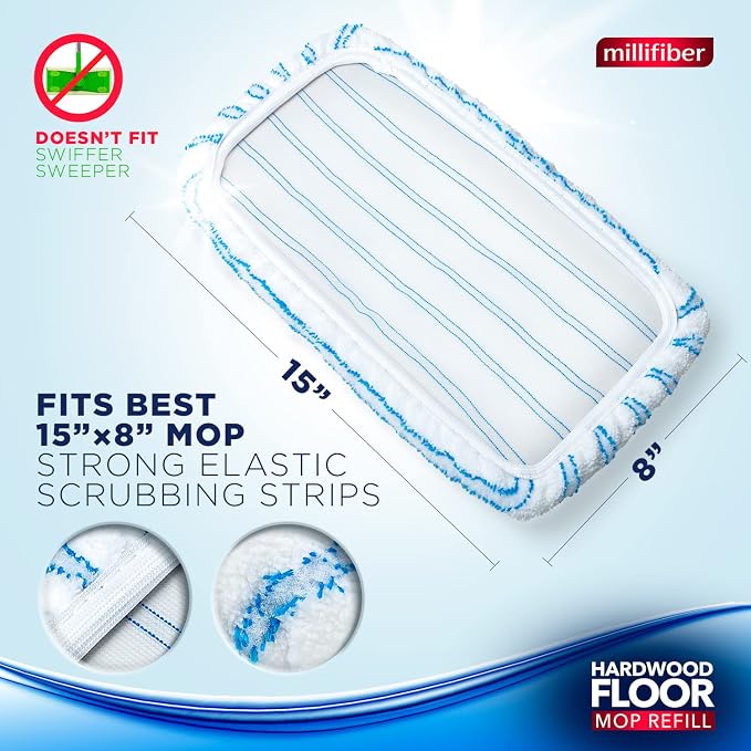 Millifiber Microfiber Mop Refills 15x8 in., 12-Pack (Mop is Not Included)