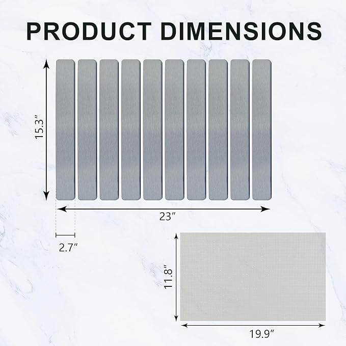 Large Stone Dish Drying Mat for Kitchen Counter, 24"×16" Quick Dry Collapsible Diatomaceous Earth Mat – Super Absorbent Foldable Drying Pad for Dishes (Light Gray, 23.2" x 15.4")