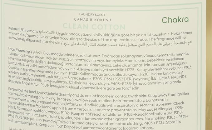 Chakra Freshener Fabric Spray - Long-Lasting Multi-Purpose Laundry Scent for Bedding, Clothes & Home Fabric Deodorizer, Luxury Room Deodorizer, Linen Spray w/Trigger, 33.8 fl oz, Clean Cotton
