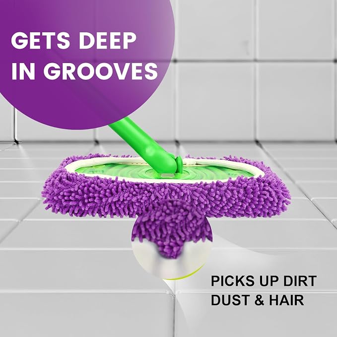 6Pcs Reusable Microfiber Mop Pads Compatible with Sweeper Mop, Replacement Wet Mopping pad Refills & Washable Dry Sweeping Cloths for Surface/Hardwood Floor Cleaning (Purple)