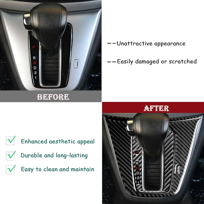 Real Carbon Fiber Trim for Honda CRV Accessories | for CR-V 2012 2013 2014 2015 2016 Center Control Panel Gear Shift Set Cover Sticker Interior Thick Overlay Decal