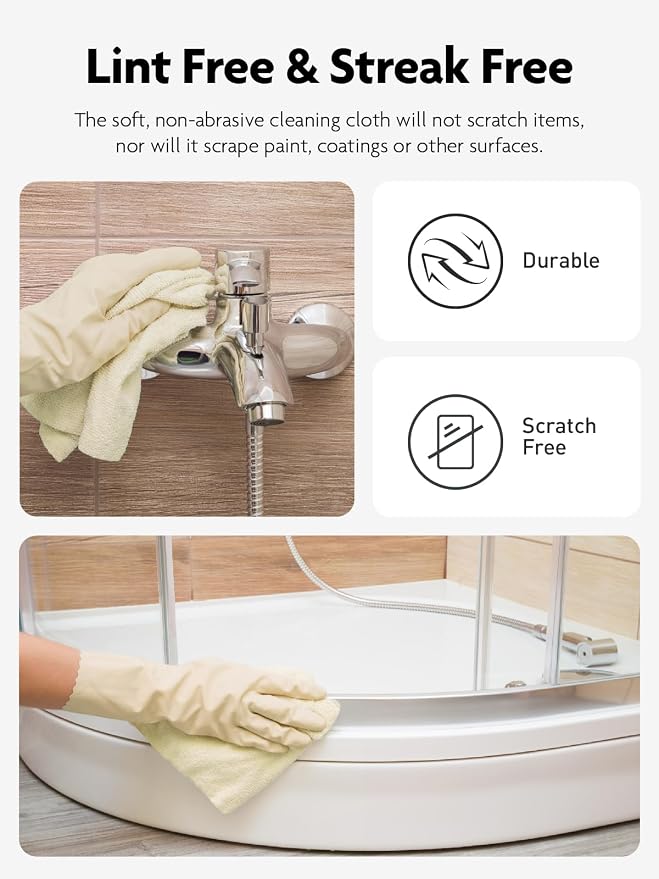 Fantasticlean Microfiber Cleaning Cloth Roll- 40 Sheets, 12" x 12" (Beige) | Super Absorbent, Lint-free, Tear-away Microfiber Towel Roll, for All-Purpose Cleaning, Reusable Alternative to Paper Towels