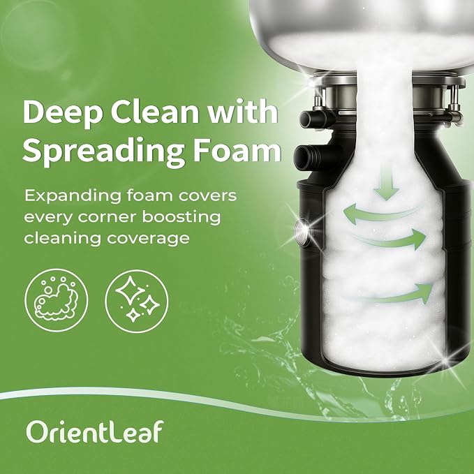 ORIENTLEAF Garbage Disposal Cleaner and Deodorizer Tablets 20g 1 Year Supply Citrus Foaming Tablets for Garbage Disposal,12 Pack Citrus Scent