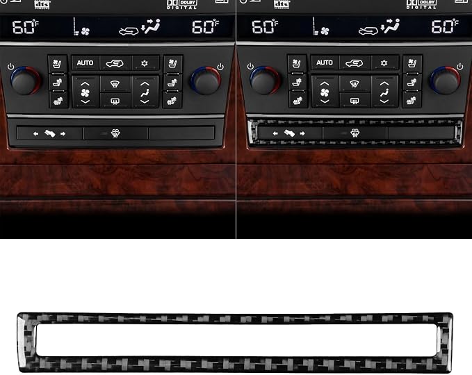 Fit for Cadillac Escalade ESV 2007-2014 / EXT Hybrid 2009-2013 | Real Carbon Fiber | Accessories | Climate Control Panel Surround Trim | Stickers | Self-adhesive