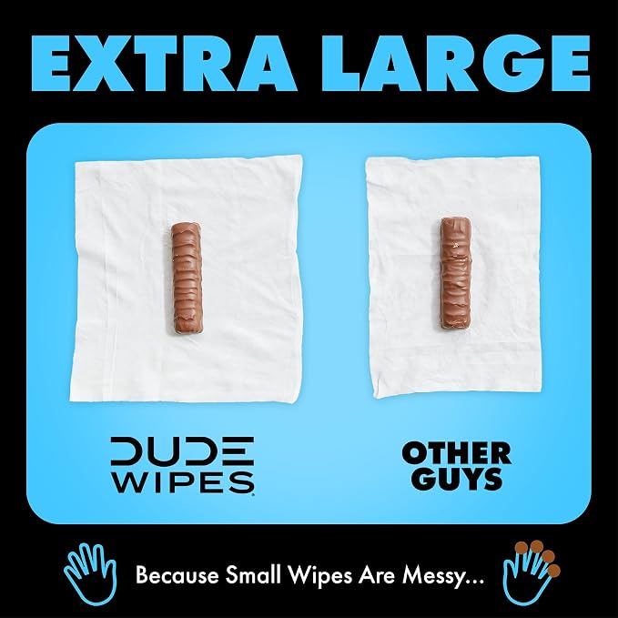 DUDE Wipes, 48 Count, 2 Pack | Flushable | Unscented | Extra-Large | Vitamin-E & Aloe
