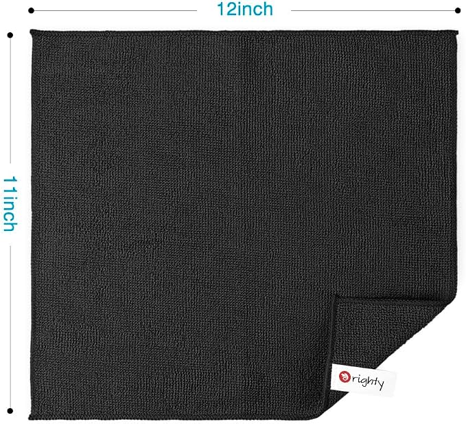 Orighty Microfiber Cleaning Cloth, Cleaning Rags, 12 Pack, 12x11 in, Black | Microfiber Towels for Cars, Soft Highly Absorbent Rag, Lint Free Cloths for Car Care, House, Kitchen