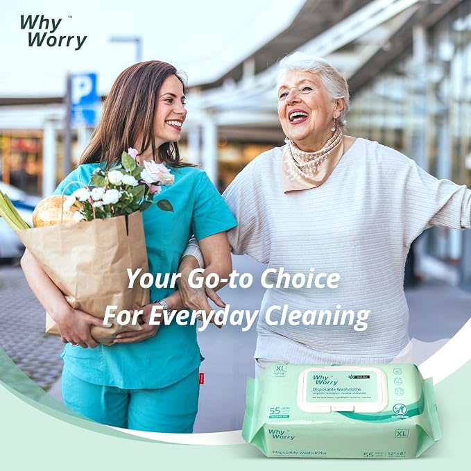 WhyWorry Extra Large Wet Wipes for Adults, 8" x 12", Unscented, 660 Count | Body Cleansing Wipes for Elderly & Incontinence, Extra Thick Disposable Washcloths with Aloe & Vitamin E, Rinse Free
