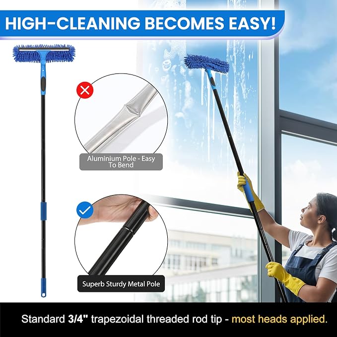Window Cleaning Kit with Collapsible Bucket 4.2 Gallon, Professional 69" Window Squeegee Cleaner Tool with Extension Pole, Window Washing Equipment Cleaner Tool for Home Outdoor Commercial Use