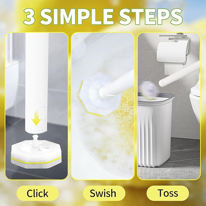 60 Count Toilet Brush Refills for Clorox and Most Named Wand, Lemon Scent | Disposable Toilet Brush Heads, Toilet Bowl Cleaner, Pre-Loaded Cleaning Formula, Lemon Scent, Bathroom Cleaning Supplies