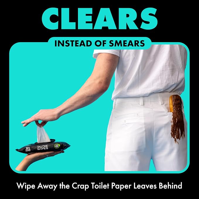 DUDE Wipes Mint Chill Flushable Wipes - Extra-Large Adult Wet Wipes - 6 Pack (288 Count) - Infused with Tea Tree Oil, Vitamin E, and Aloe - Septic and Sewer Safe | 6 packs of 48 extra large flushable butt wipes. Plastic-free wipes, 99% water, tea tree ...
