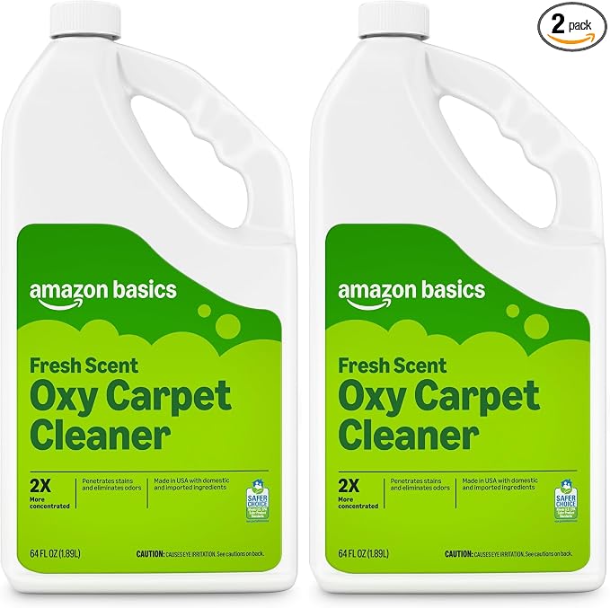 Amazon Basics Carpet Cleaner, Carpet Stain Remover, Fresh Scent, 64 fl oz, Packaging May Vary (Pack of 2)