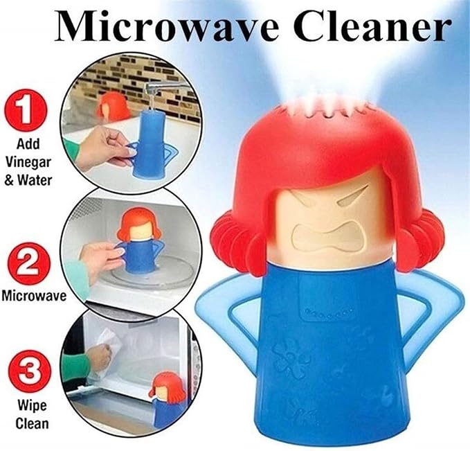 Angry Mom Microwave Oven Steam Cleaner and Chilly Freezer Odor Absorber Deodorizer Equiment 2 Pcs Kitchen Gadget Tools Quickly Removes Stains and Odors (Blue&Teal)