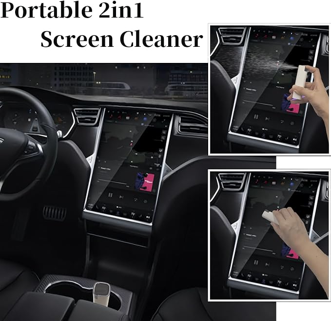 Car Screen Cleaner Spray and Wipe for Women, Cell Phone Touchscreen Cleaning Wiper Kit Accessories for MacBook Display iPad iPhone Mac Laptop Computer Monitor TV Screens, Black Grey White