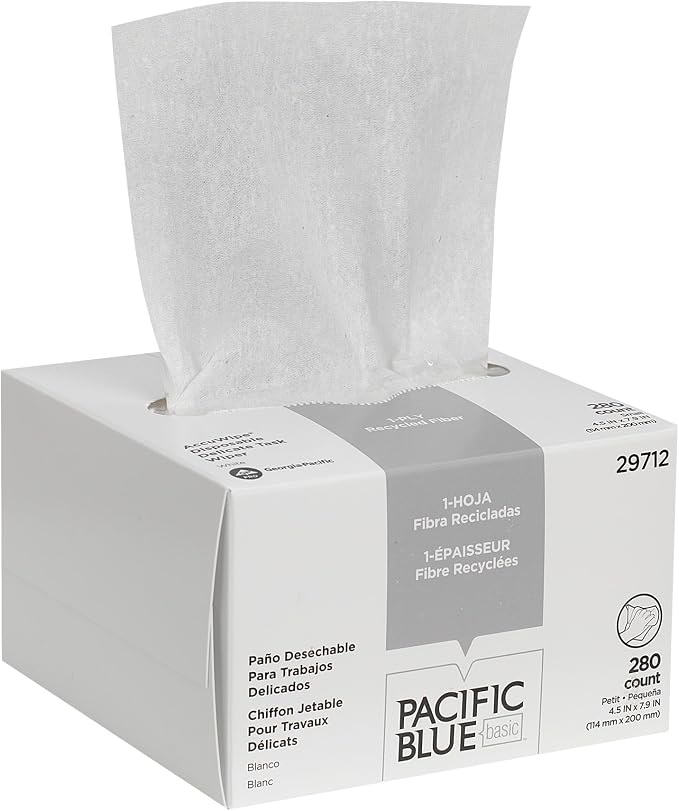 AccuWipe Delicate Task Wipe Recycled Light Duty White NonSterile 1 Ply Tissue 4-1/2 X 8-1/4 Inch Disposable (Box of 280)