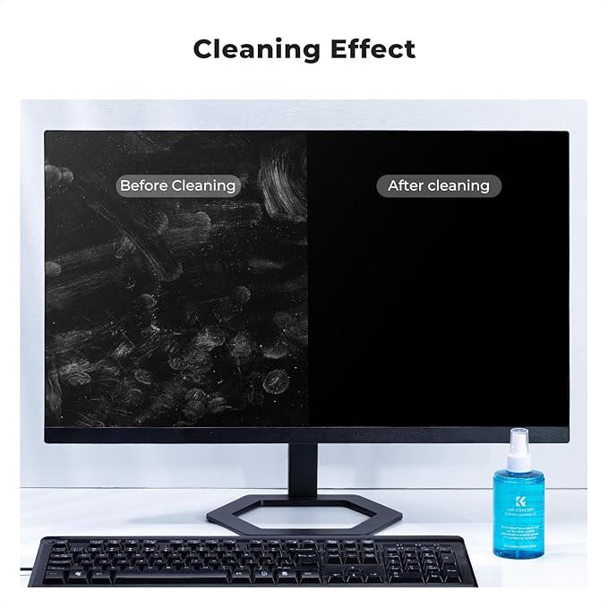 K&F CONCEPT 200ML Screen Cleaner Spray, with 2 Microfiber Cleaning Cloth | Double-Sided Velvet Cleaning Cloth,High-Efficiency Cleaning,Safe Formula Cleaner,Streak-Free,for TVs Tablets Phone Laptops