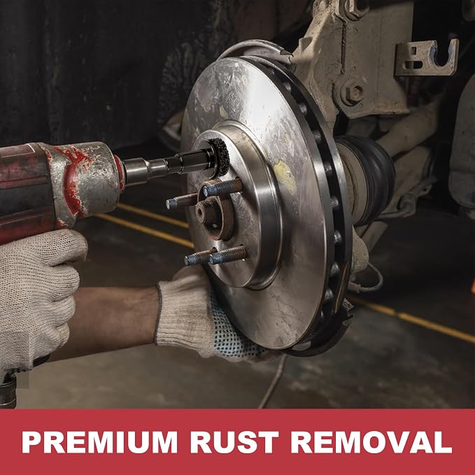 Wheel Hub Resurfacing Kit Wheel Stud and Hub Cleaner for Quick Rust Removal on Lug Studs and Brake Rotors,Includes 7 Cleaning Pads and,Fits 1/2” Wrenches or Electric Drills,Maintenance Tool for Cars