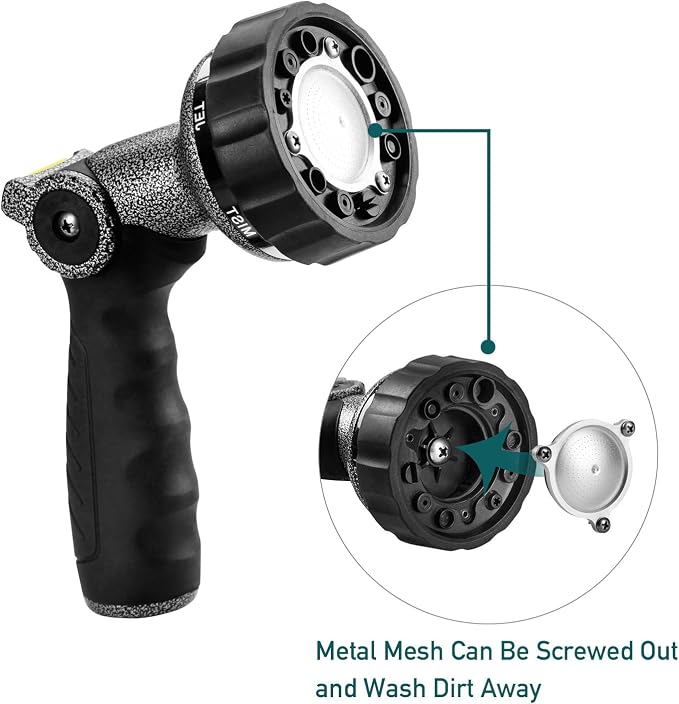 GREEN MOUNT Garden Hose Nozzle, Water Hose Spray Nozzle with Thumb Control On Off Valve for Easy Water Flow Control, Black-grey