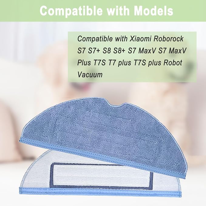 S7 Vacuum Mop Replacement Pads for Xiaomi Roborock S7 Roborock S7+ Roborock S7 MaxV Roborock S8/S8+ Roborock S7 MaxV Plus Roborock T7S T7 plus T7S plus Robot Vacuum,10 Pack Microfiber Mop Pads