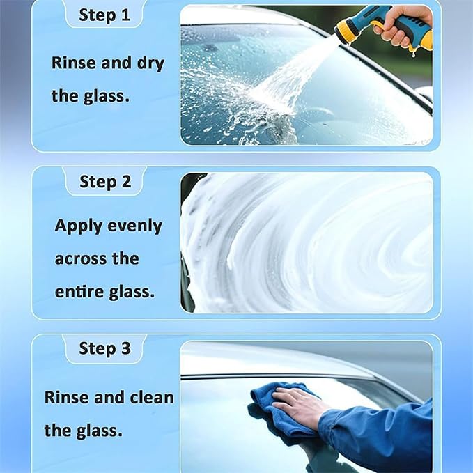 2PCS Glass Oil Film Remover, Roll-On Glass Compound with Cleaning Board, Glass Emulsion Cleaner, Car Oil Film Cleaner, Universal Oil Film Remover for Car Windshields and Windows 100ml