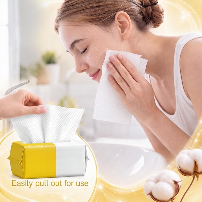 Riakrum 2400 Count Disposable Face Towel Bulk Ultra Soft Facial Tissues Thick Washcloths Makeup Remover Dry Wipes Towelettes Cleansing Cloths for Travel Spa, Salon Home Skincare