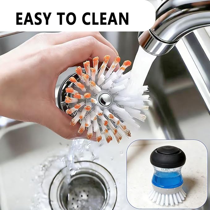 Scrub Brush 4 Pack for OXO Soap Dispenser & Dish Brush | Refill B compatible, stiff nylon bristles, white round 2.75" heads, kitchen sink brush, dish wand refill, safe for non-stick
